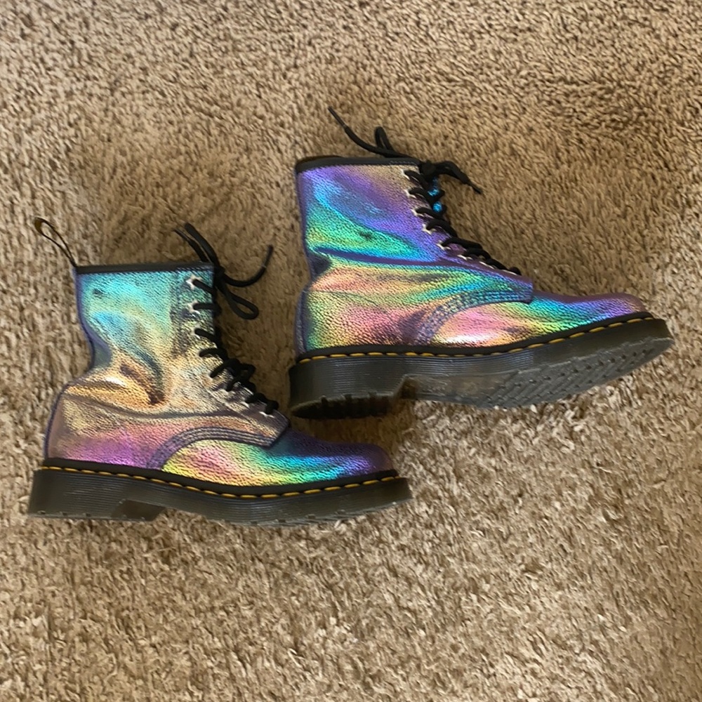 Doc Martens iridescent combat boots